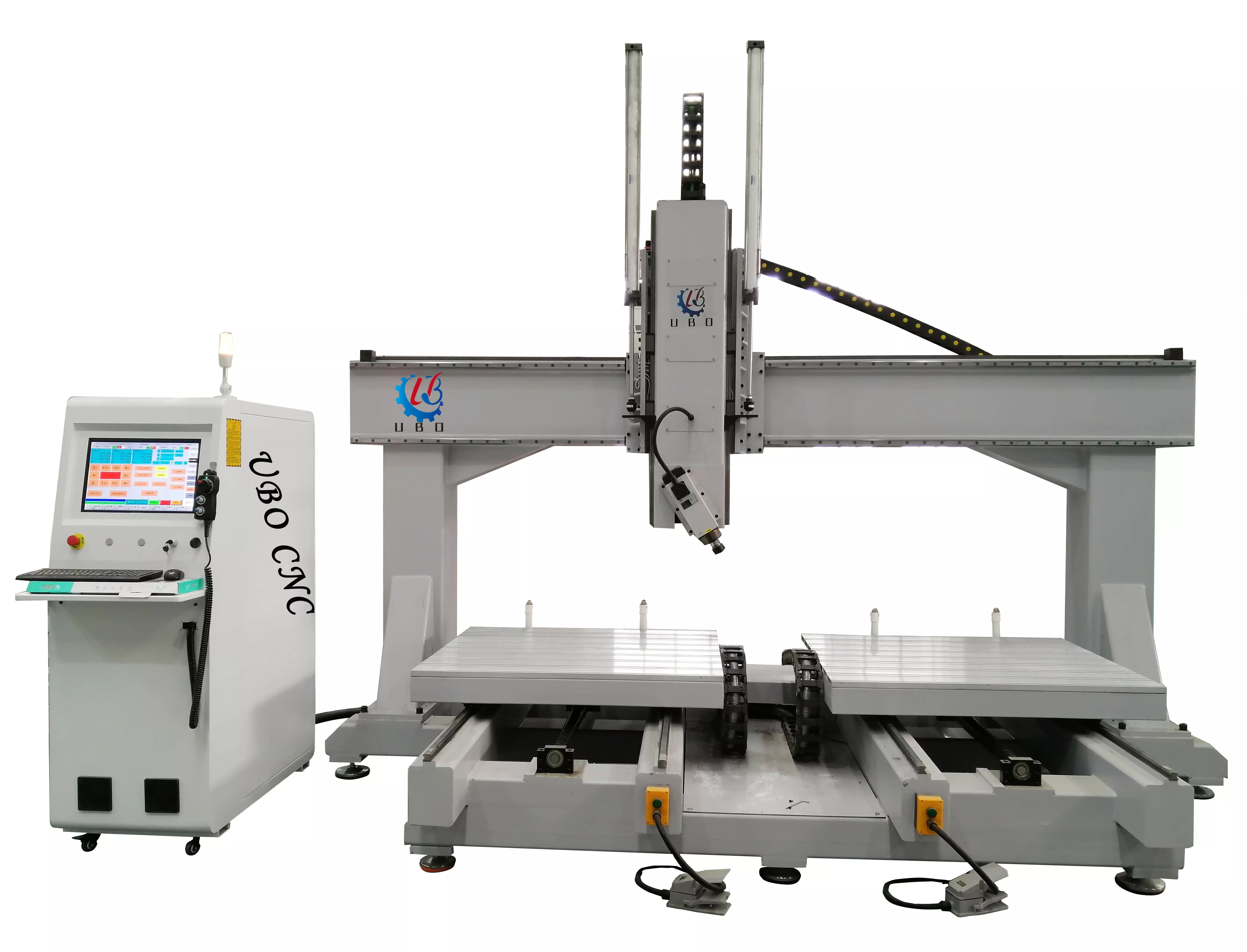 Double working stations 4axis wood cnc router machine
